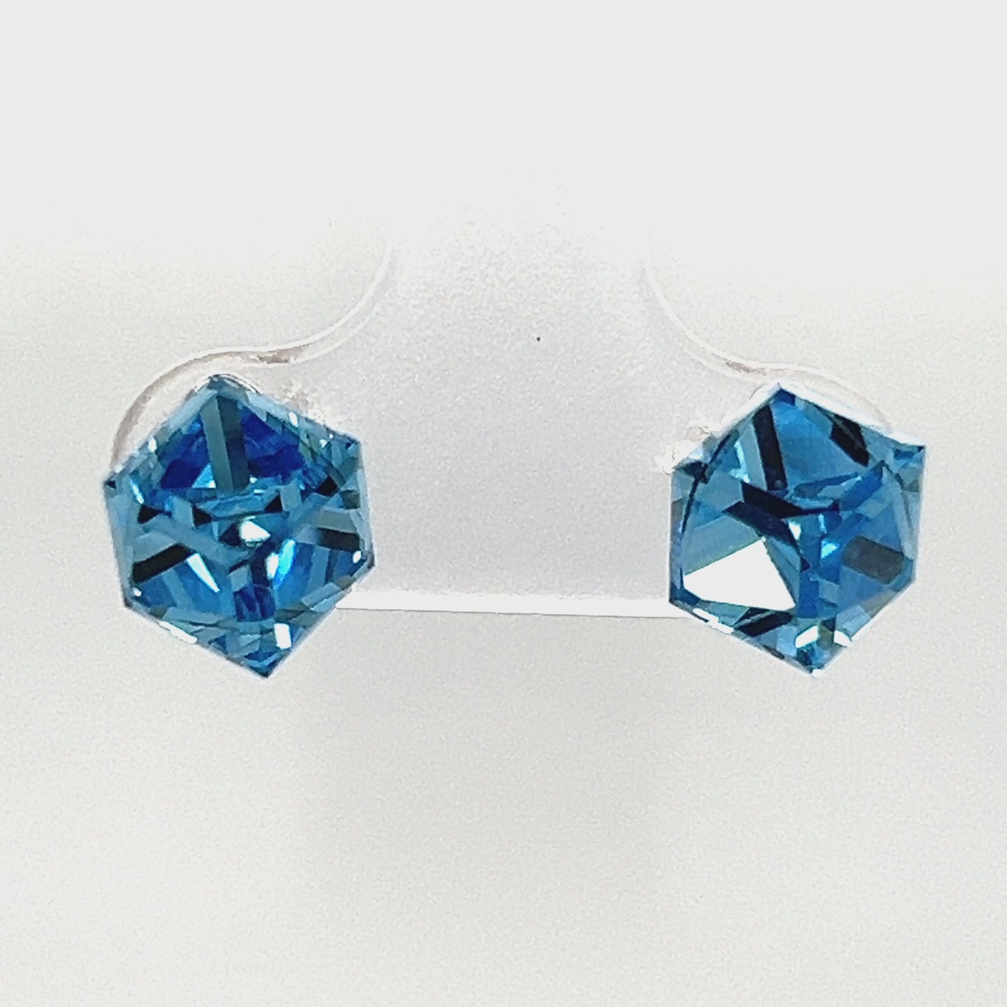 Load and play video in Gallery viewer, A784 Cube Blue Stone Post Earrings
