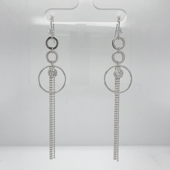 Load and play video in Gallery viewer, P468 CZ Stone with circles Long Earrings
