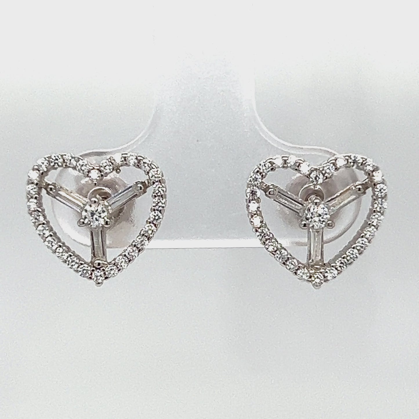 Load and play video in Gallery viewer, A779 Heart with CZ Post Earrings
