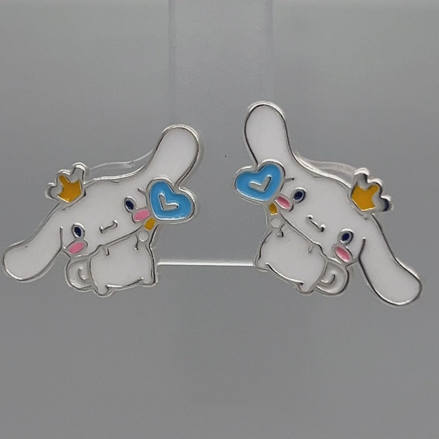 Load and play video in Gallery viewer, A852 White Bunny Post Earrings
