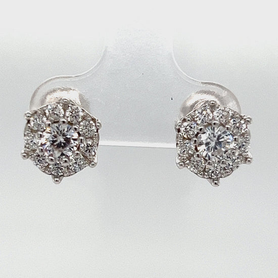 Load and play video in Gallery viewer, A763 CZ Stone Flower Post Earrings
