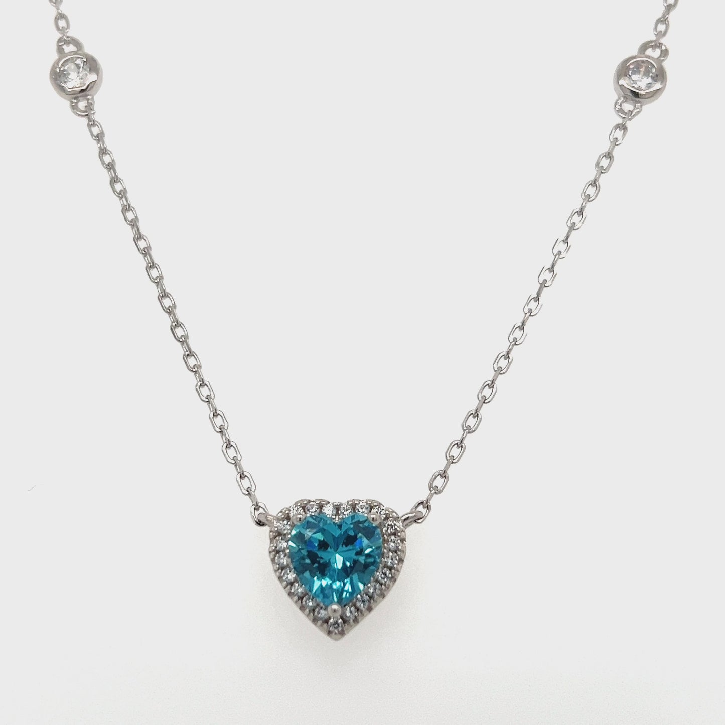 Load and play video in Gallery viewer, CA265 Blue Stone with Heart CZ Necklace
