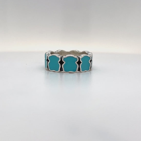 Load and play video in Gallery viewer, R916 Turquoise Bear Ring
