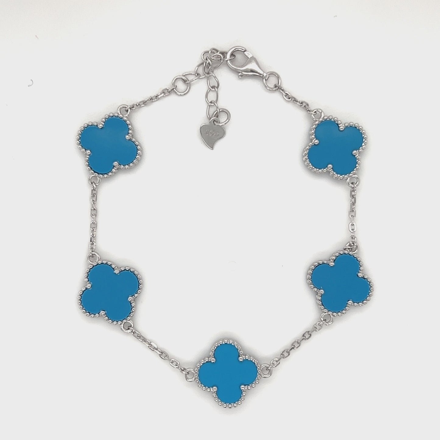 Cargar y reproducir el video en el visor de la galería, M362 Pulsera Trébol Flor Azul
