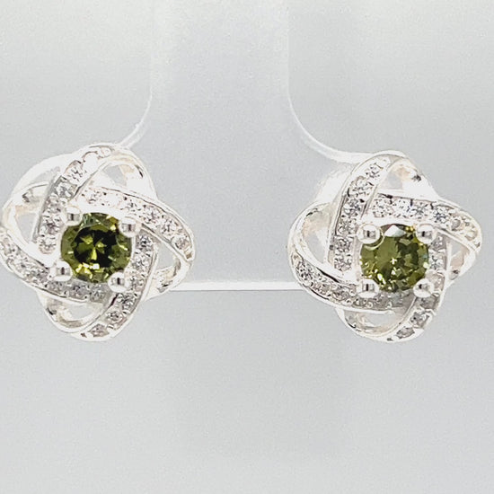 A288 Bright Loop With Green Center Post Earrings