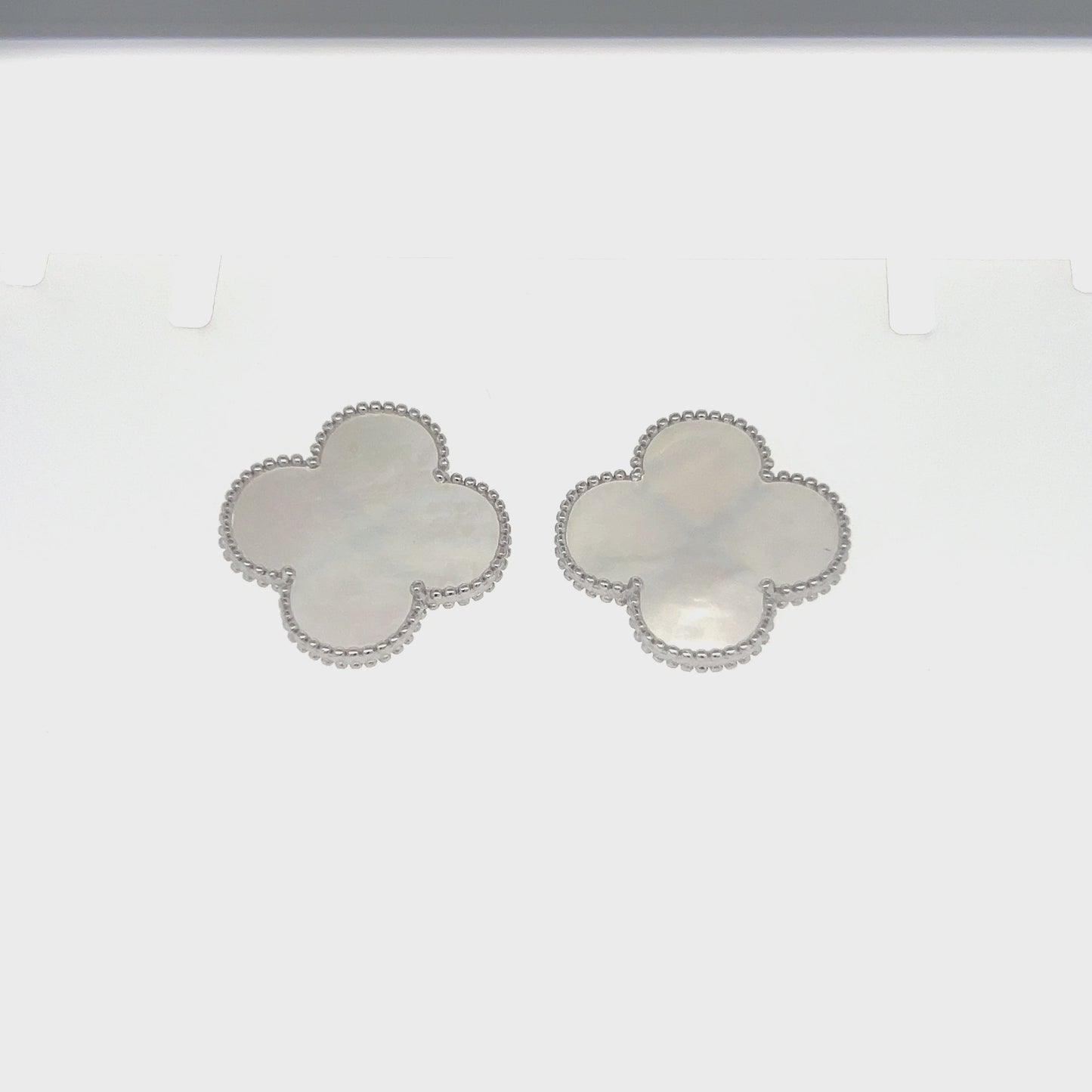 Load and play video in Gallery viewer, A799 Big White Flower Clover Post Earrings
