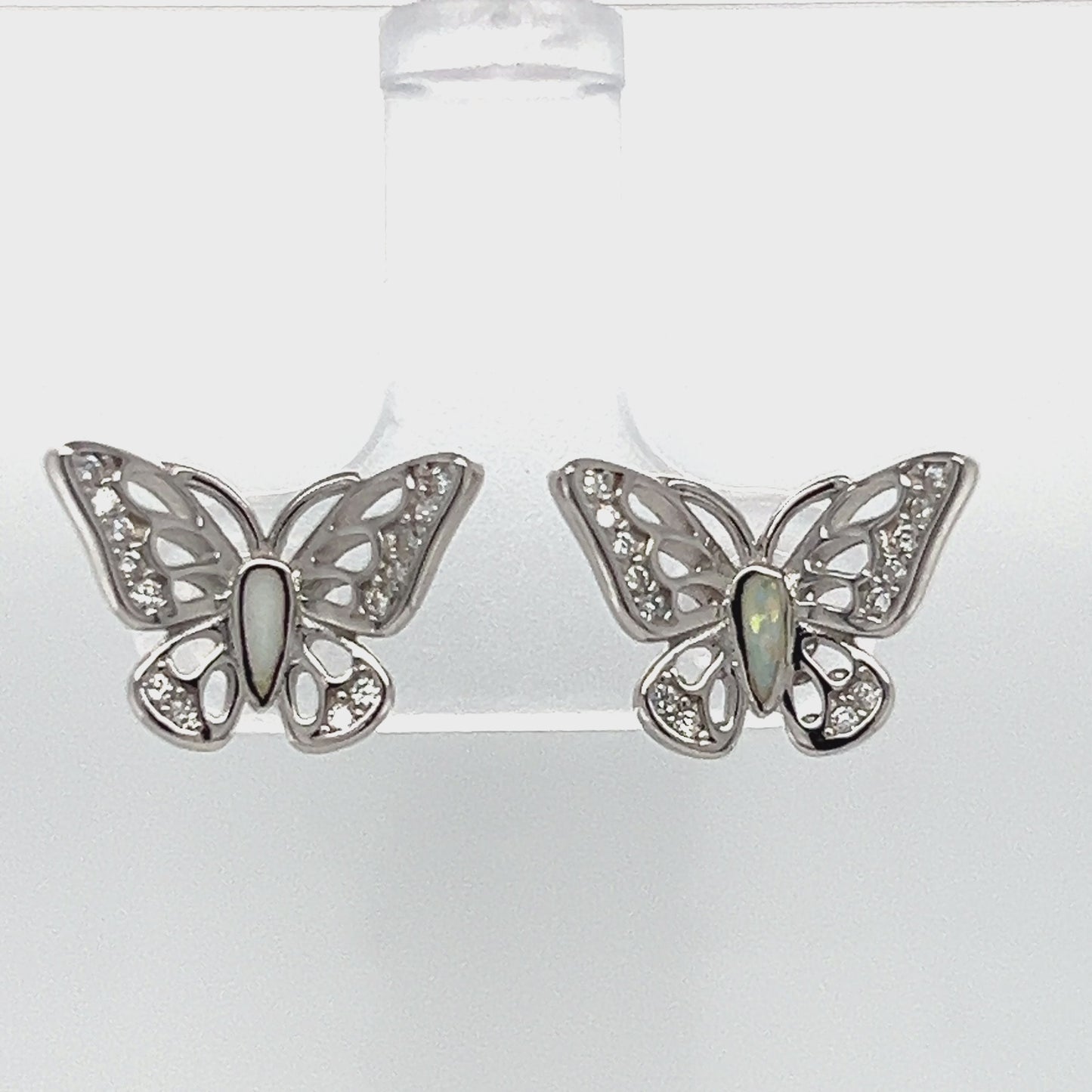 Load and play video in Gallery viewer, A806 Butterfly with opal stone Post Earrings
