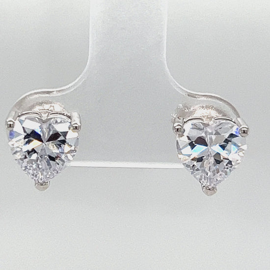 Load and play video in Gallery viewer, A773 CZ Heart Stone Post Earrings
