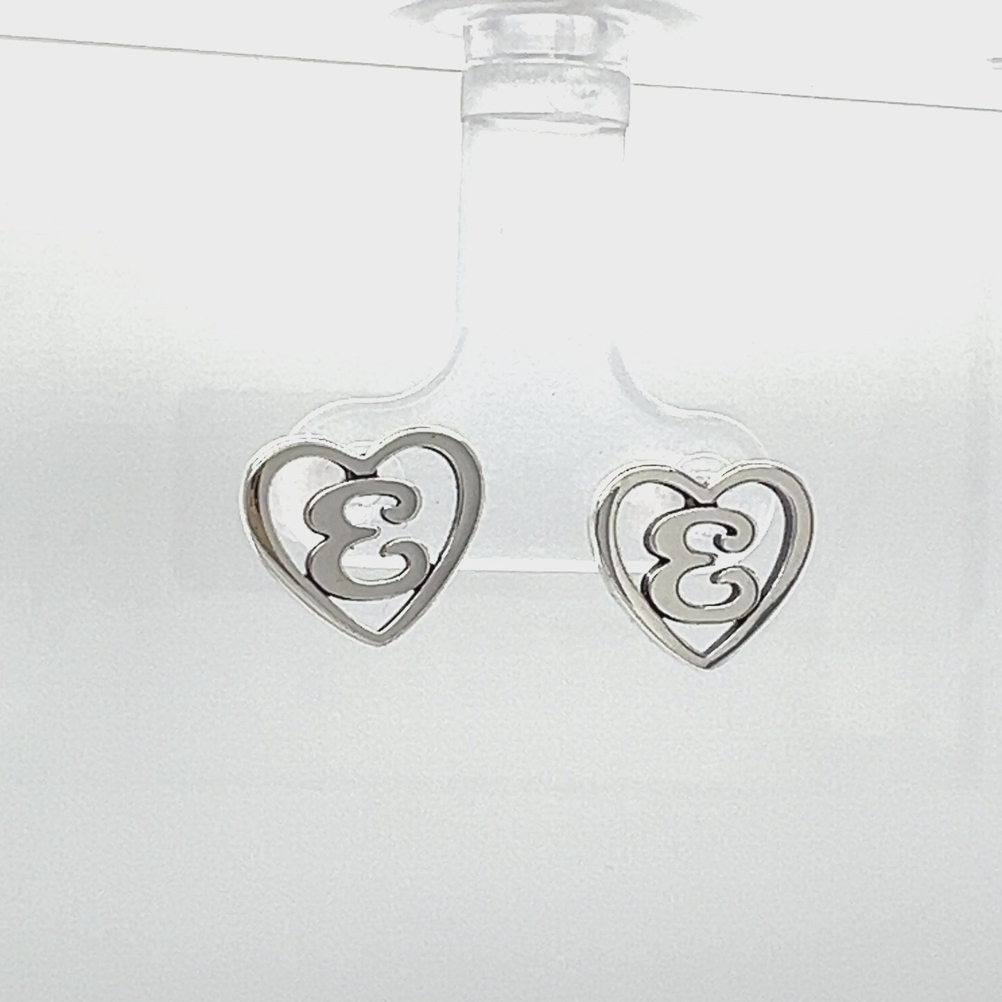 Load and play video in Gallery viewer, A429 Heart Letter E Post Earrings
