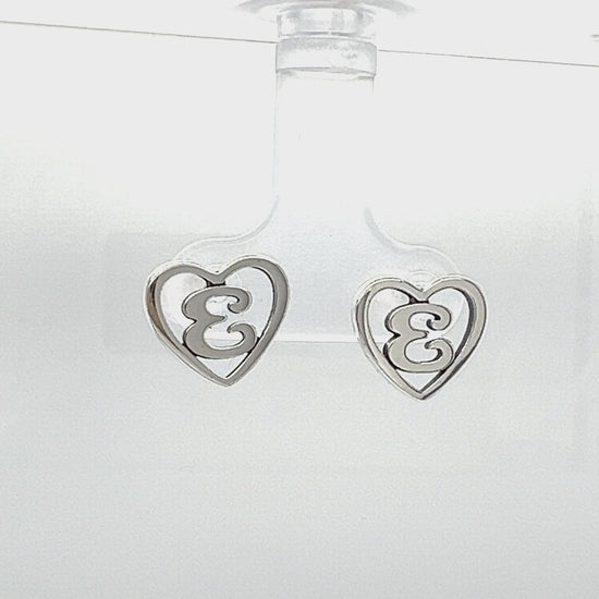 A429 Heart Letter E Post Earrings