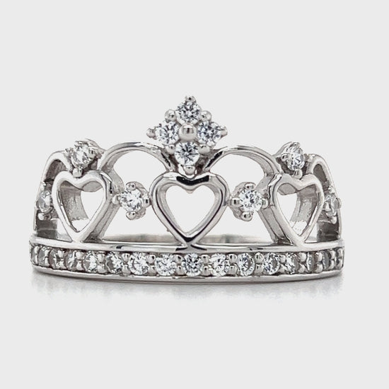 Load and play video in Gallery viewer, R814 Hearts Crown with CZ Ring
