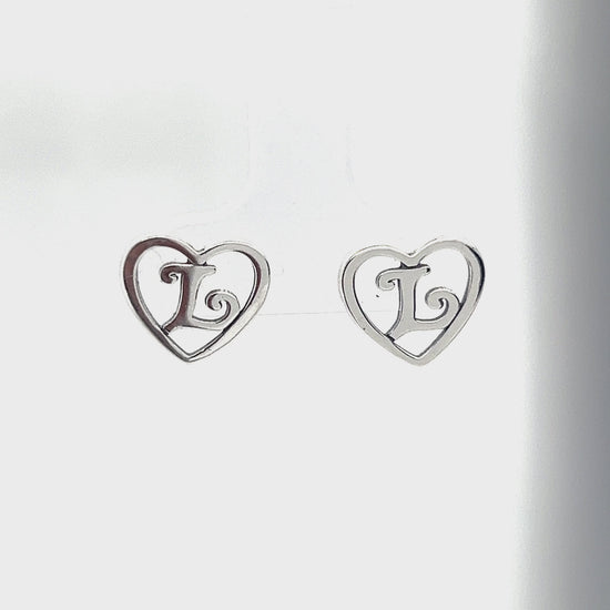 Load and play video in Gallery viewer, A431 Heart Letter L Post Earrings
