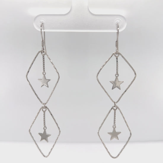 Load and play video in Gallery viewer, P11 Diamond Shape Long Star Earrings
