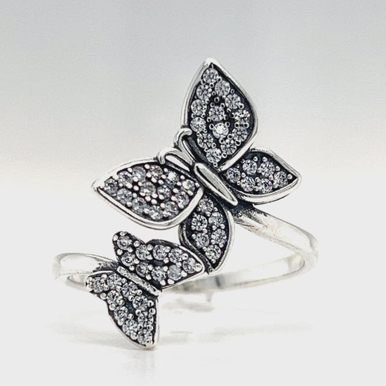 Load and play video in Gallery viewer, R326 Butterfly CZ Pave Ring
