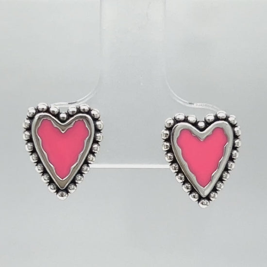 Load and play video in Gallery viewer, A526 Pink Heart Errings
