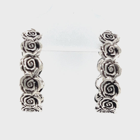 Load and play video in Gallery viewer, P507 Linked Flower Hoops Earrings
