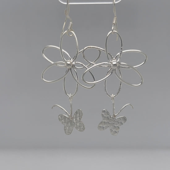 Load and play video in Gallery viewer, P519 Flower &amp;amp; Butterfly Hook Earrings
