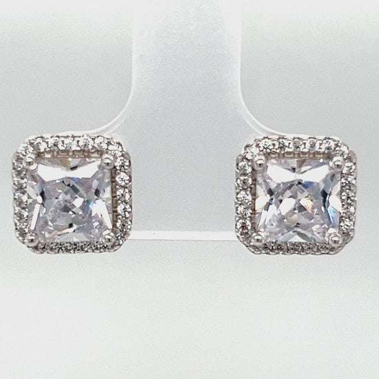 Load and play video in Gallery viewer, A772 CZ Stone with CZ Post Earrings
