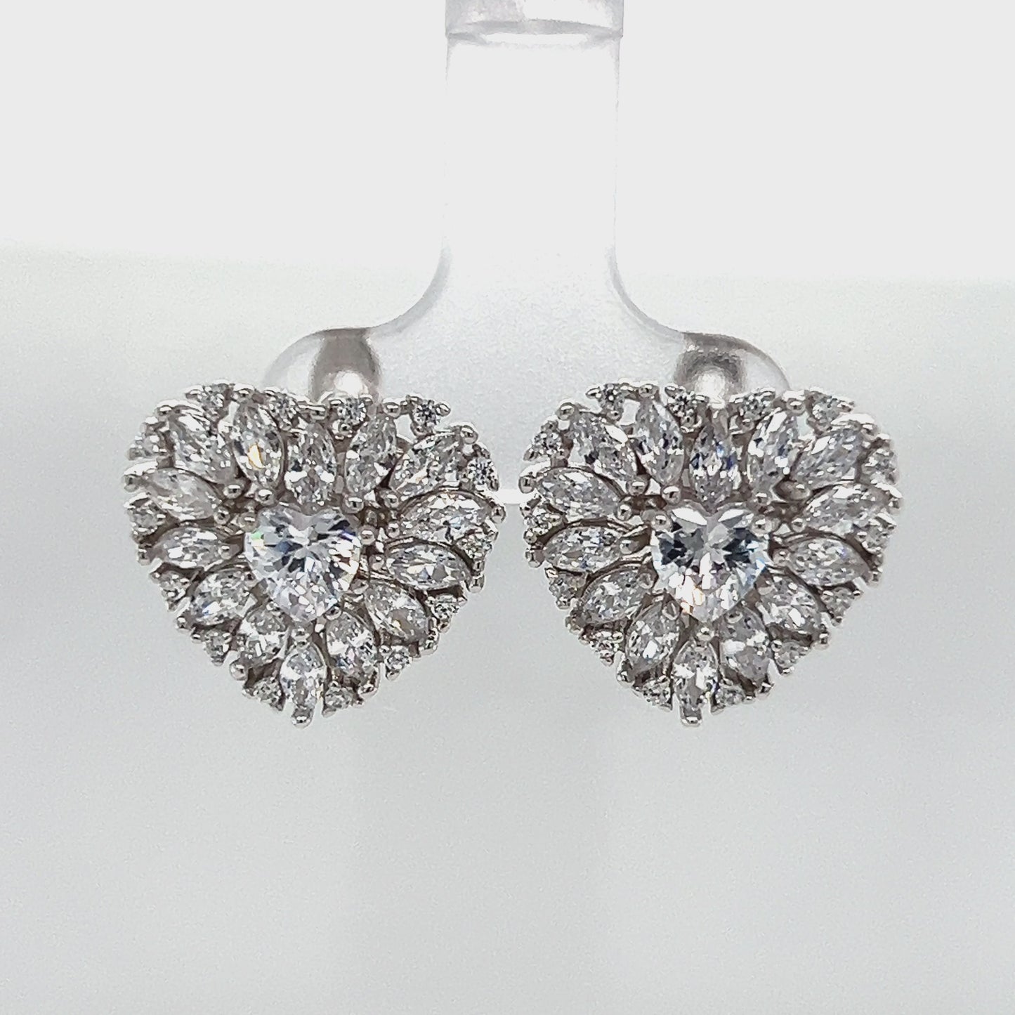 Load and play video in Gallery viewer, P501 CZ Heart Stone Hoops Earrings
