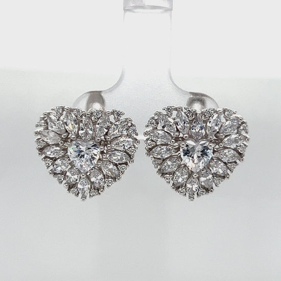 Load and play video in Gallery viewer, P501 CZ Heart Stone Hoops Earrings
