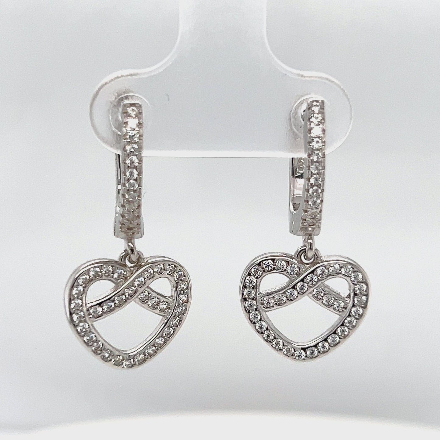 Load and play video in Gallery viewer, P498 Heart Infinite With CZ Hoops Earring
