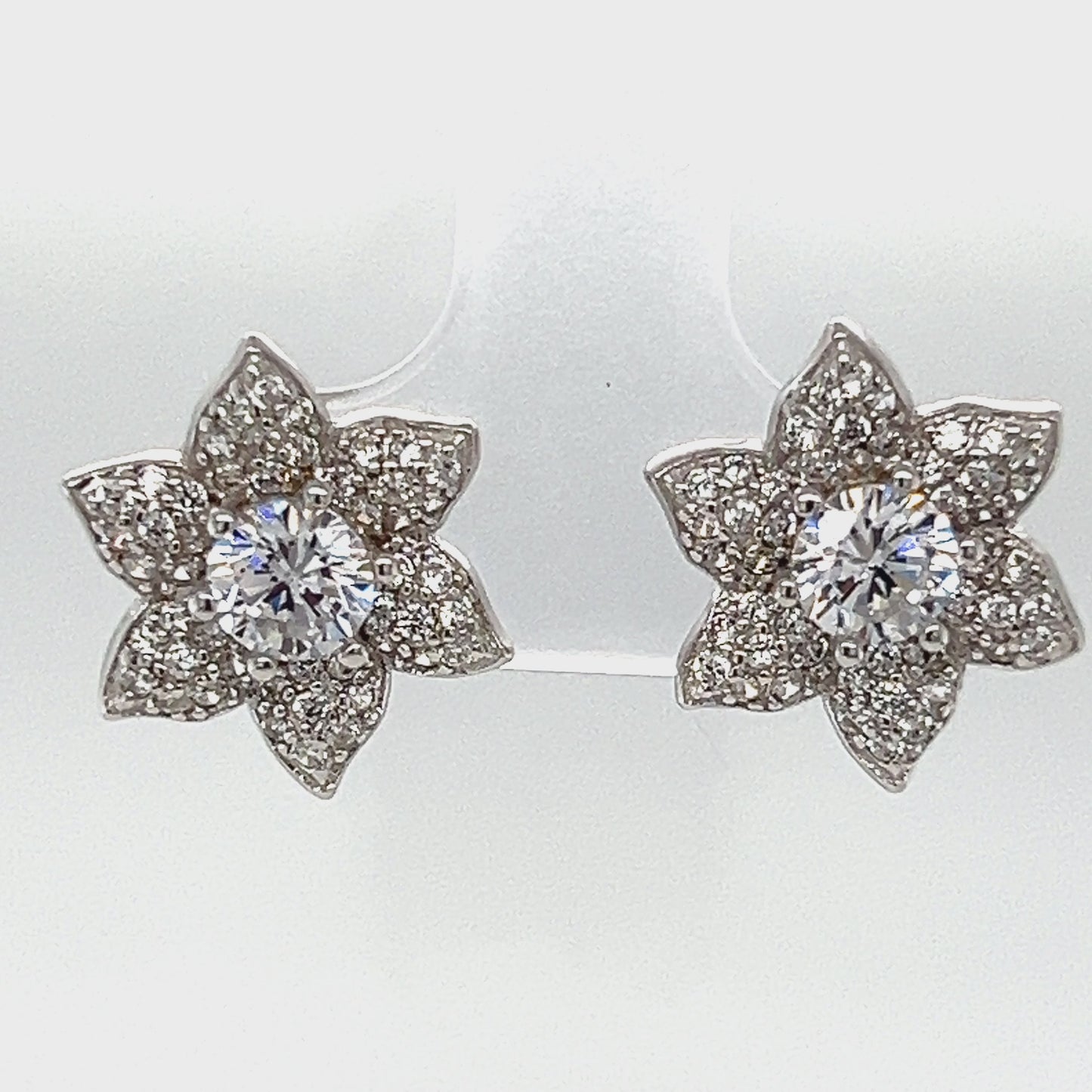 Load and play video in Gallery viewer, A776 CZ Stone Flower Post Earrings
