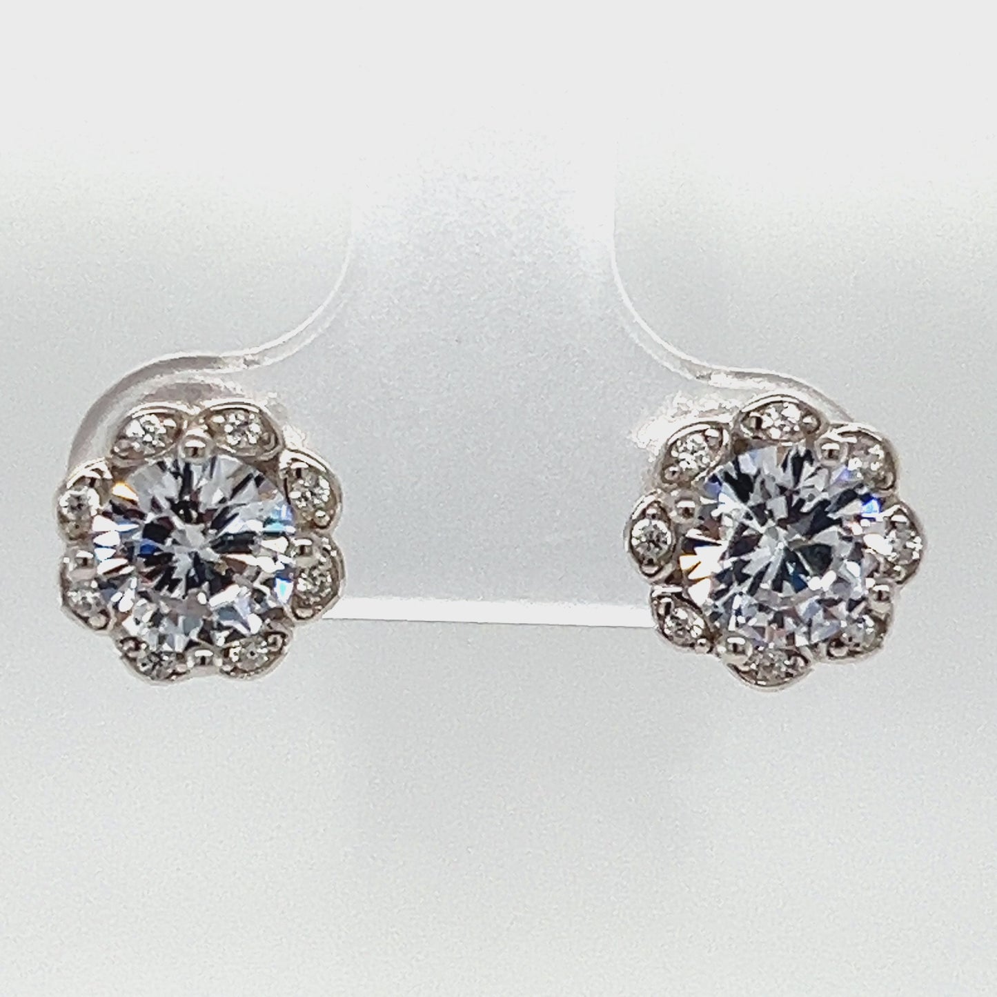 Load and play video in Gallery viewer, A786 Flower with CZ Stone Post Earrings
