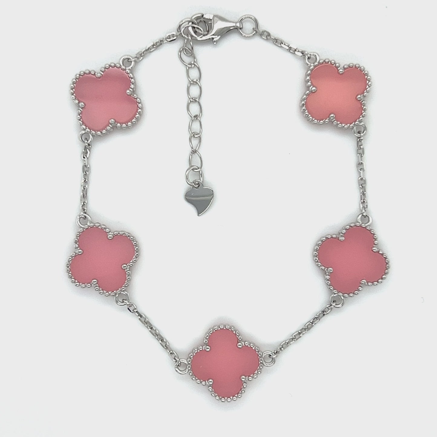 Load and play video in Gallery viewer, M364 Pink Flower Clover Bracelet
