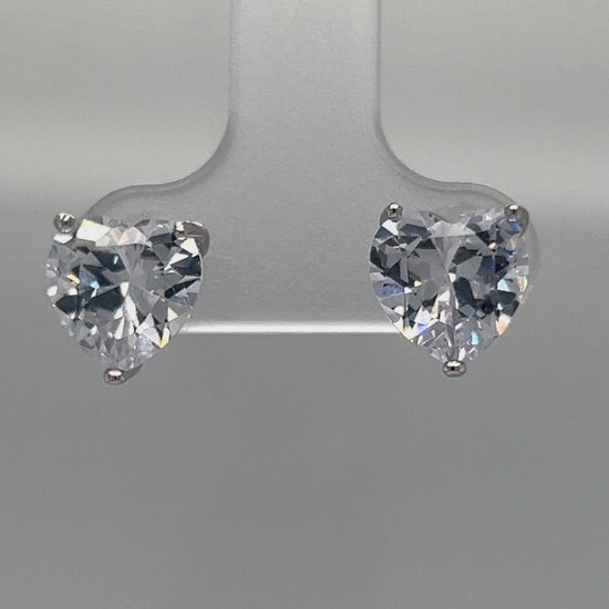 Load and play video in Gallery viewer, A855 Diamond Heart Post Earrings
