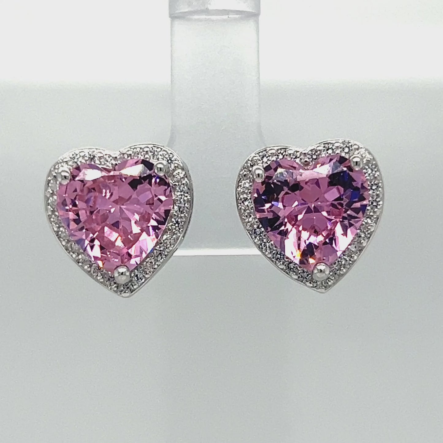 Load and play video in Gallery viewer, A857 Big Pink Heart Post Earrings
