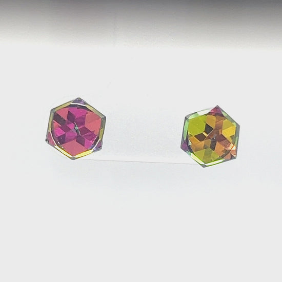 Load and play video in Gallery viewer, A805 Multicolor cube Post Earrings
