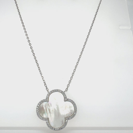 Load and play video in Gallery viewer, CA268 White Clover With CZ Necklace
