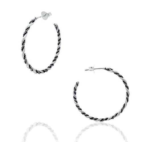 P554 Rope Design Post Hoop Earrings