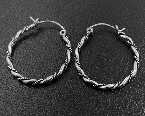 A567 Rope Design Hoop Earrings 25mm