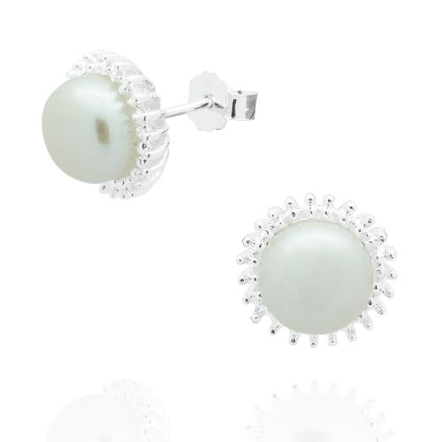 A887 Freshwater Pearl Flower Earrings