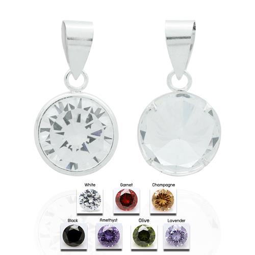 D2042 Round Mixed Color Stones Charms 10mm