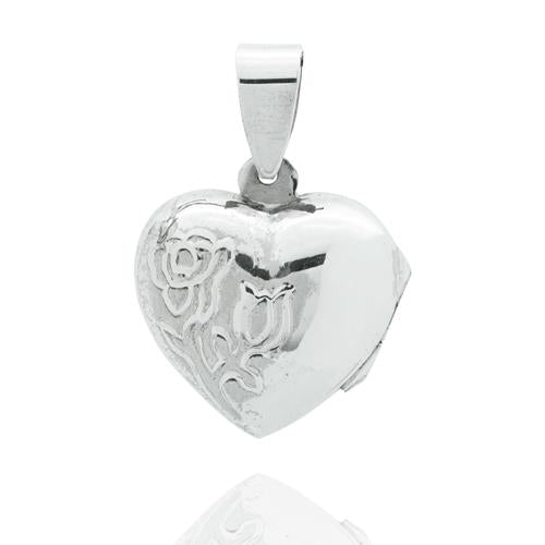 D2044 Heart Locket With Rose Engravings Pendant