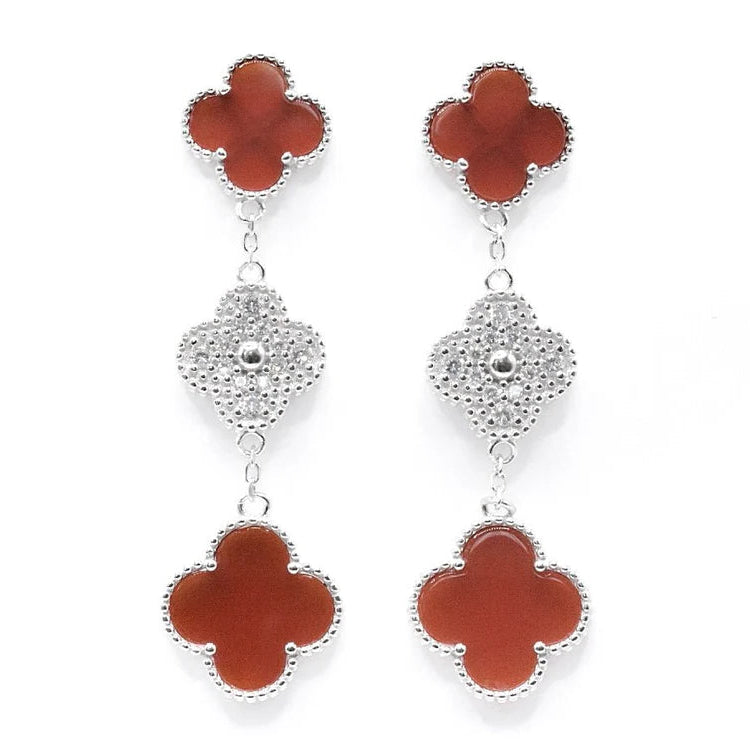 P583 Red Clover Long Earrings