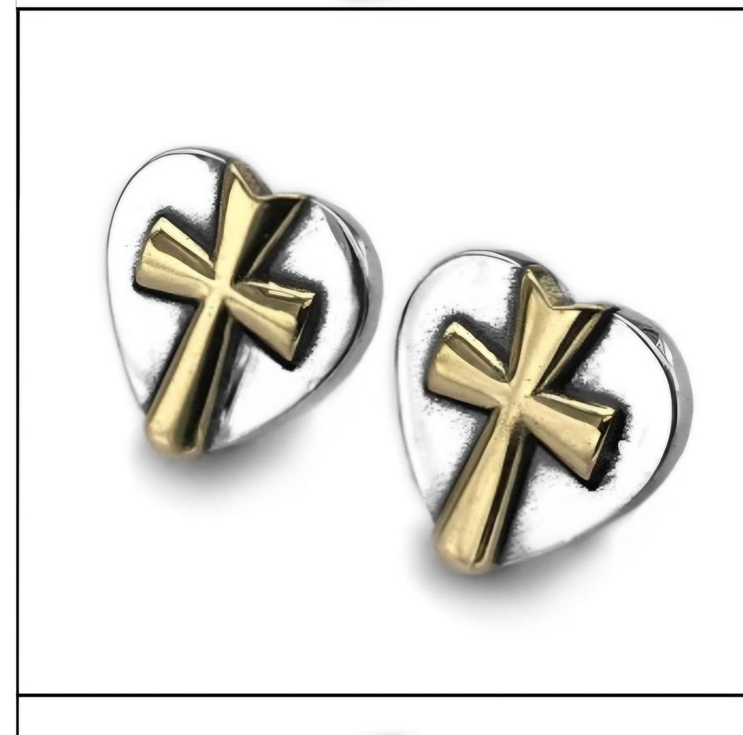 A861 Gold Cross Heart Earrings