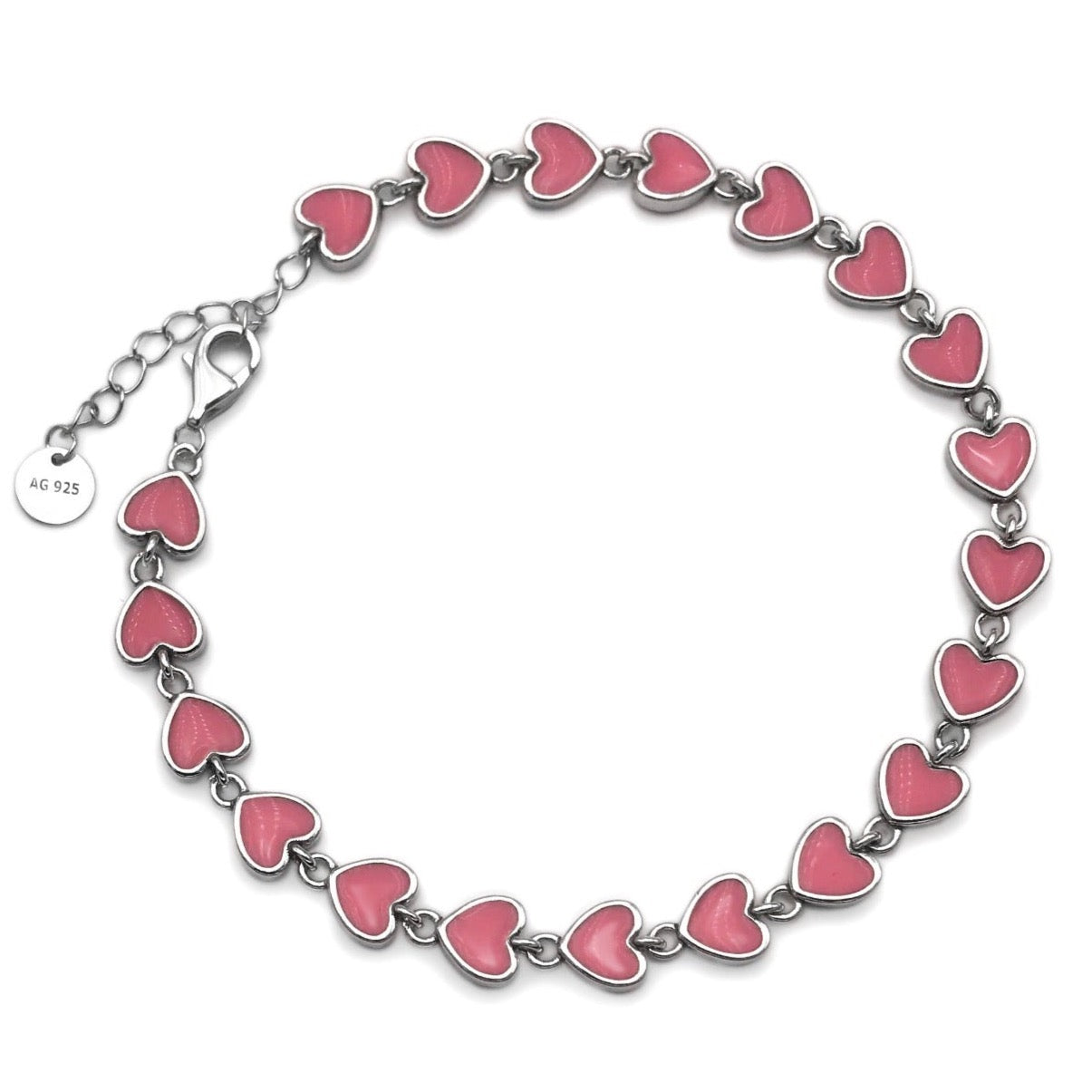 M429 Pulseras Corazones Rosas