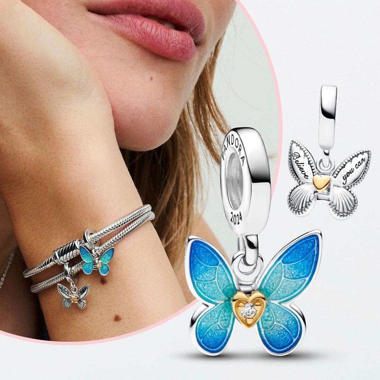 D1813 Blue Butterfly Charm Pendant