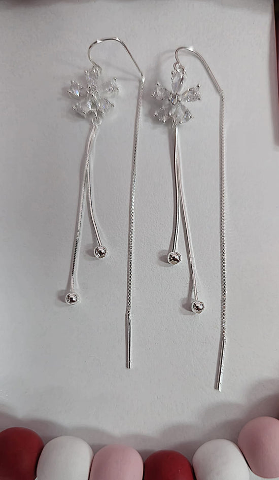 P287 Flower Drop Pendant Hook Earrings