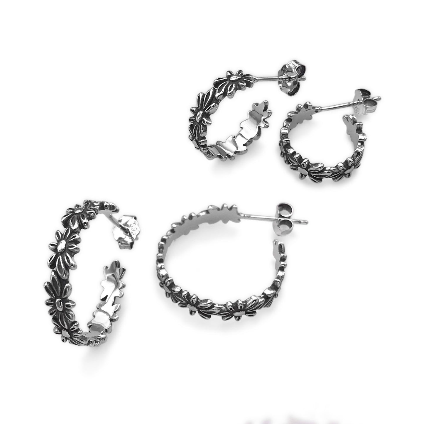 P537 Small Daisy Hoop Earrings