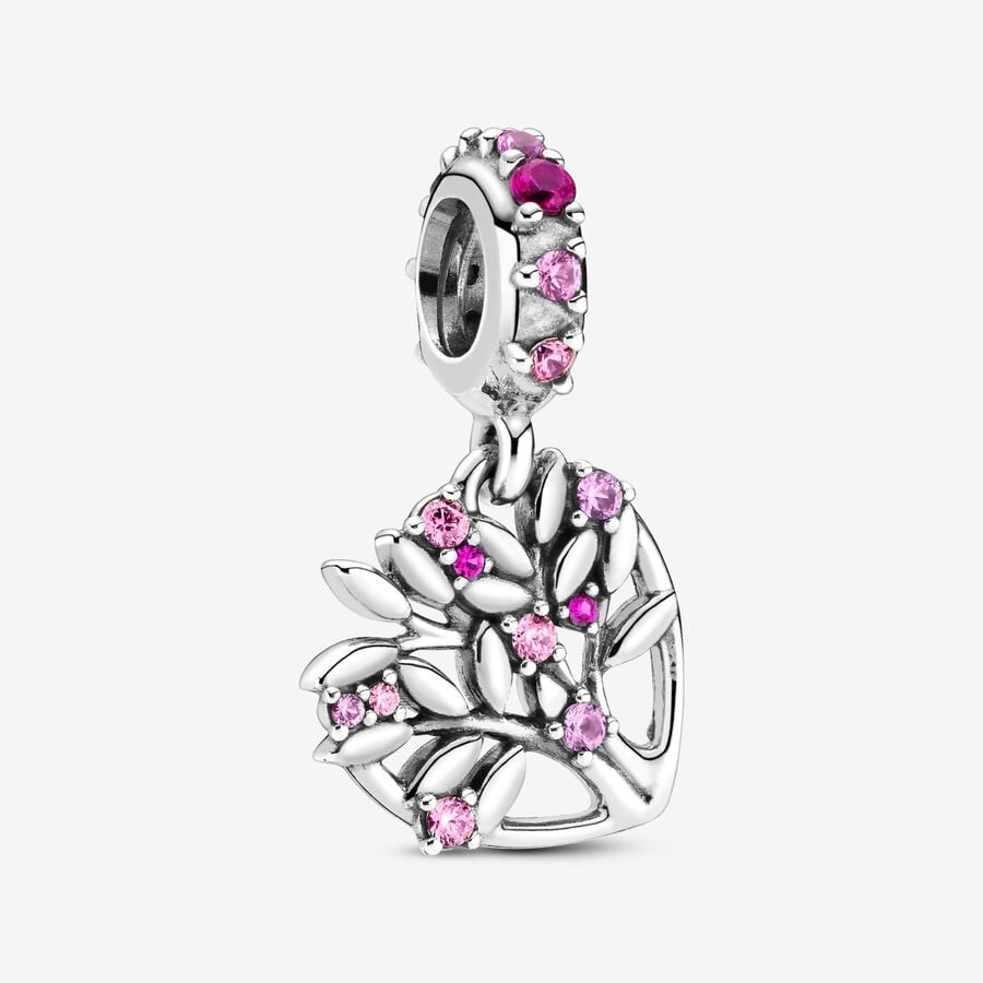 D1821 Pink Tree Charm Pendant