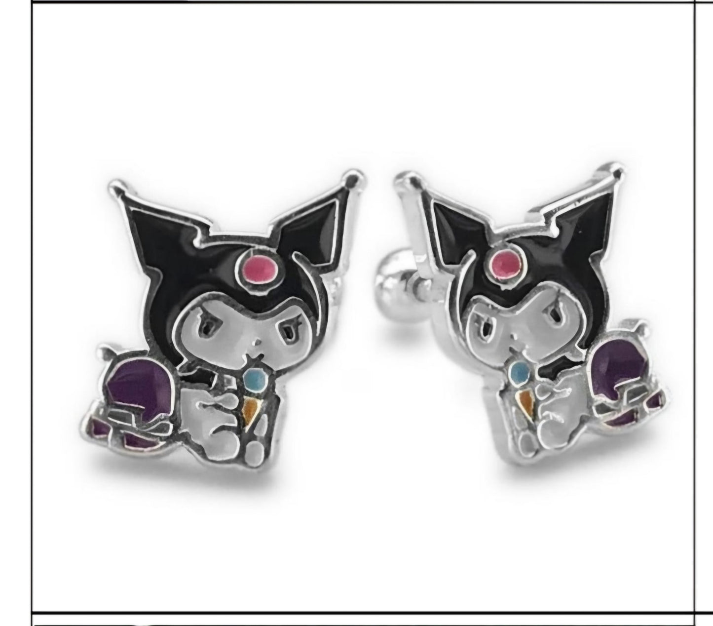 A862 Black Kitty Earring (Safety Screw Backs)