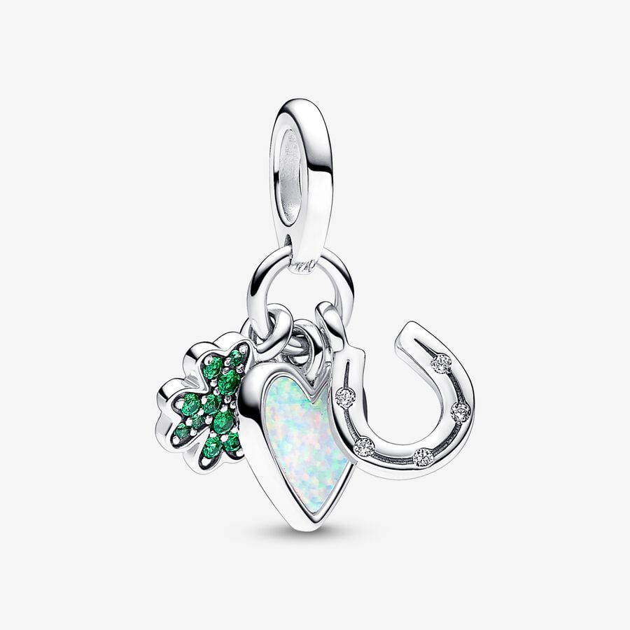 D1884 Heart Clover Horseshoe Charm