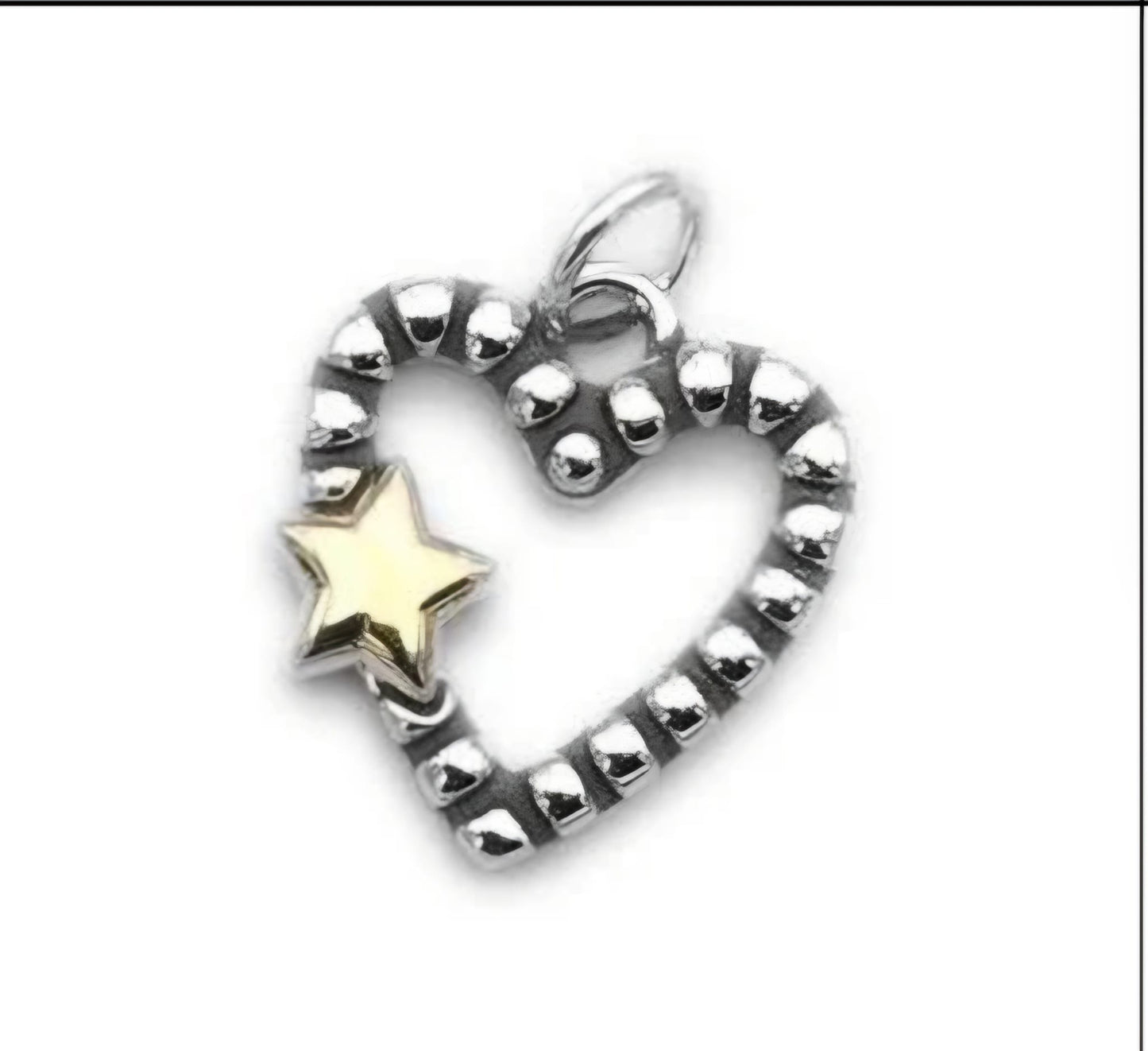 D1931 Beaded Heart Charm Pendant