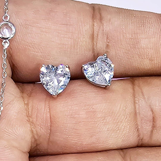 A855 Diamond Heart Post Earrings