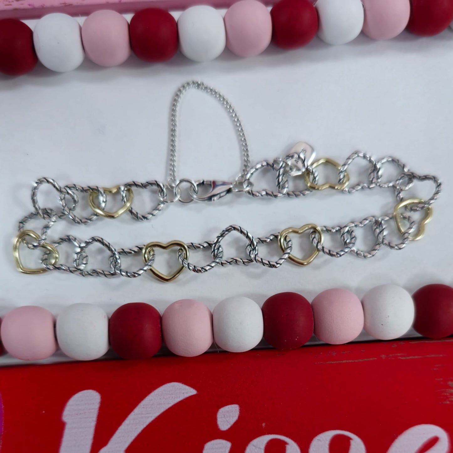 Pulsera M598 de oro con corazón de plata