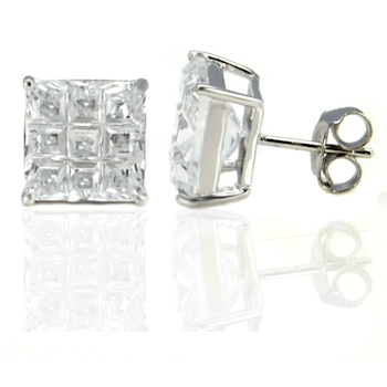 P775 CZ Cubes in Square Post Earrings